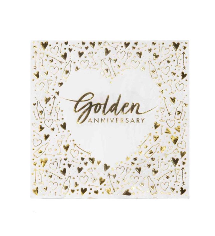 Gold Anniversary Lunch Napkins 3 ply Foil Stammped