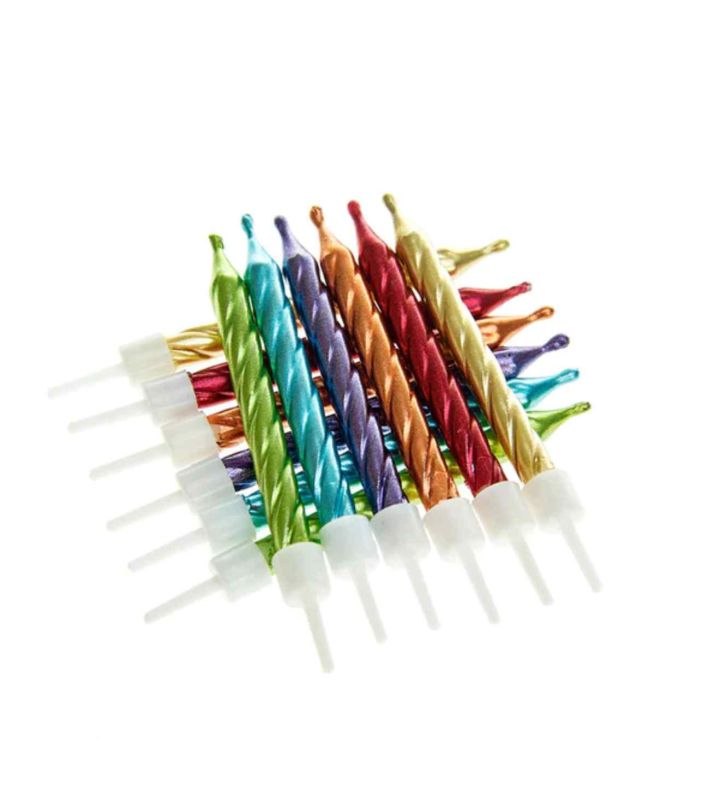 Metallic Candles Rainbow with Holders
