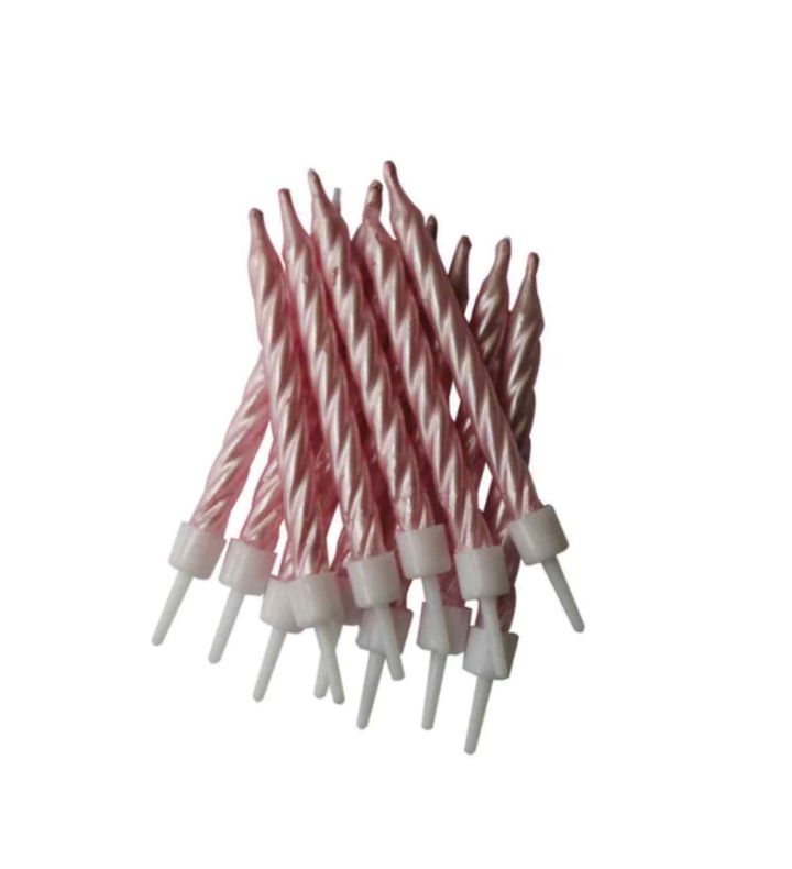 Pearlescent Candles Pink with Holders