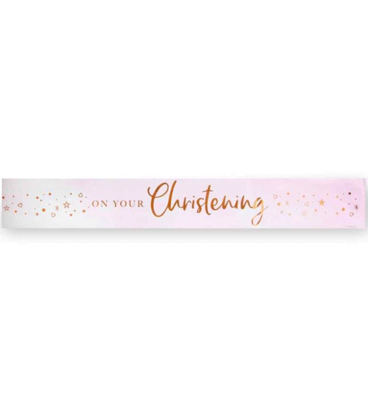 Pink On Your Christining Foil Banner