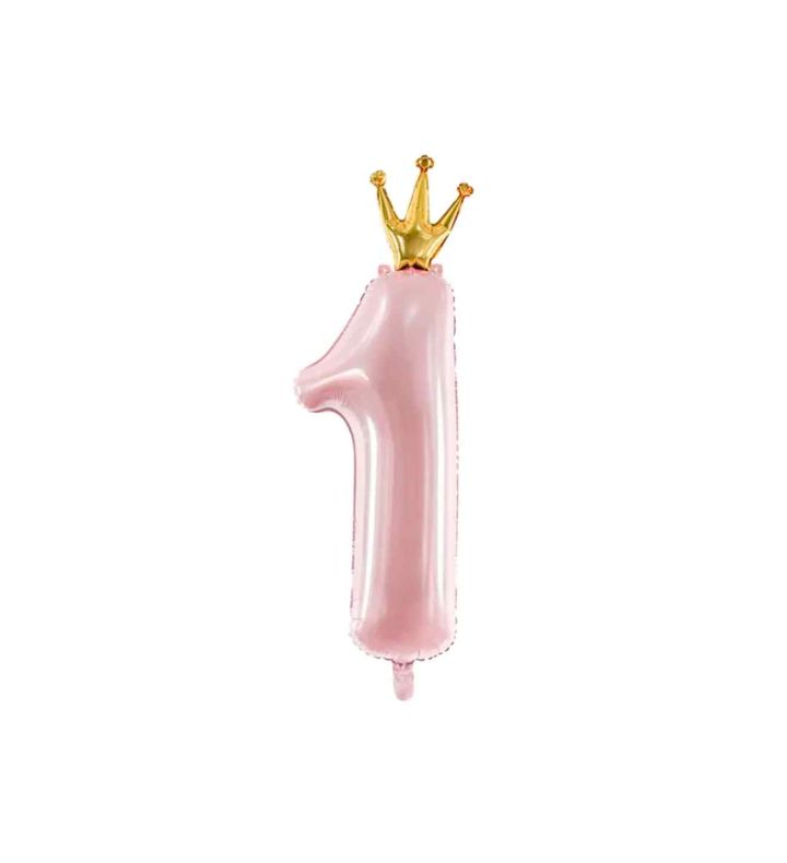 36" Pink Number 1 w/Crown Party Deco Foil Balloon