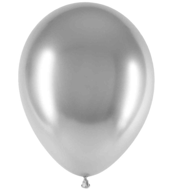 11" Decotex Chromium Silver 24 Latex Balloons 25ct