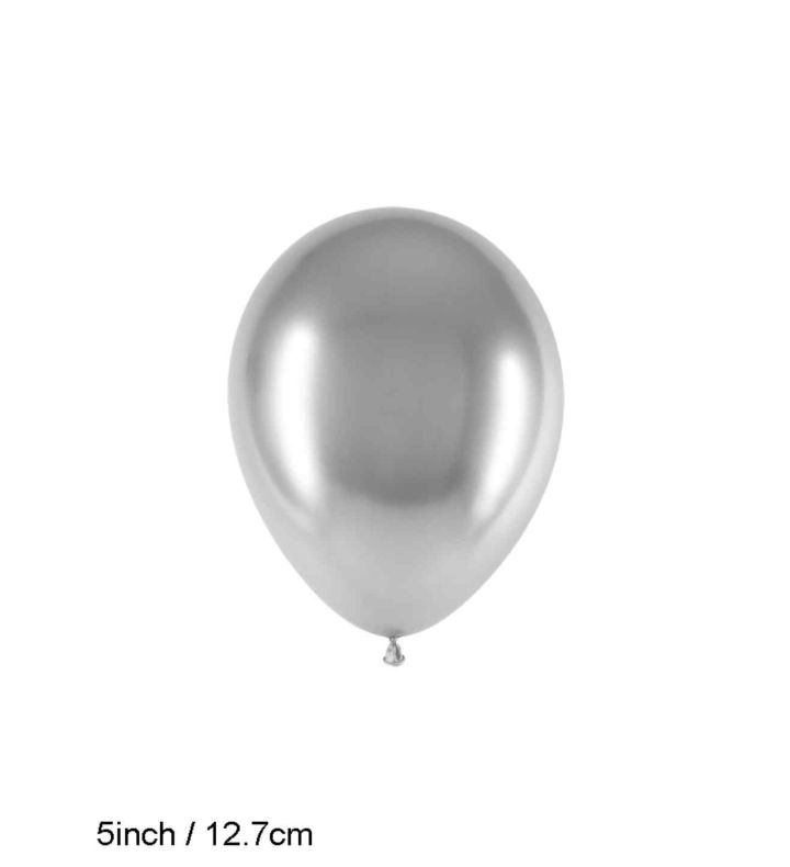 5" Decotex Chromium Silver 24 Latex Balloons 50ct