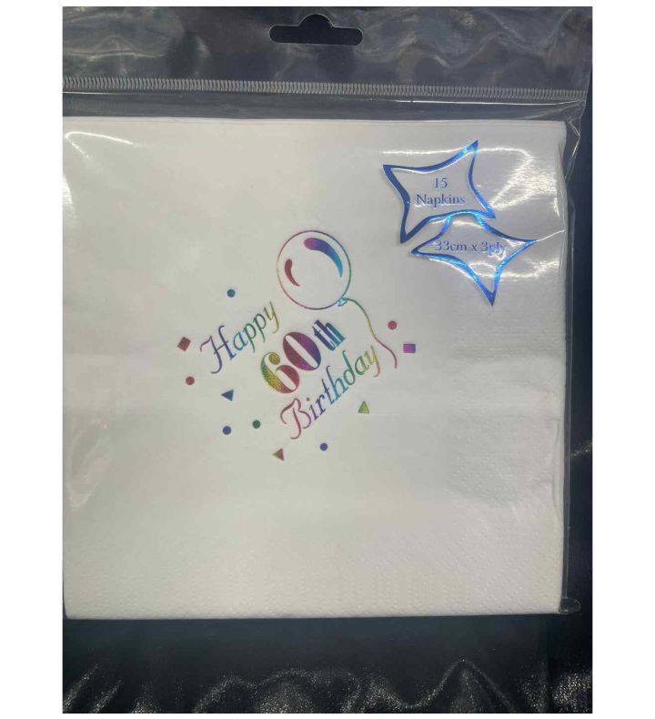 Desk Top Trading Happy 60th Birthday Napkins 15ct.