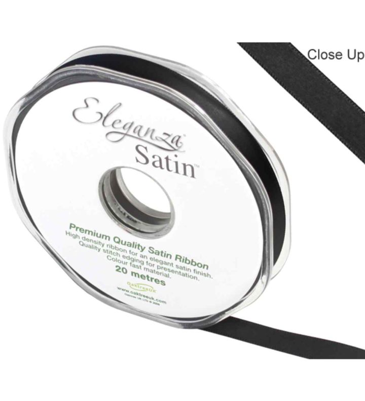 Eleganza Satin Double Faced Black 10mm x 20m