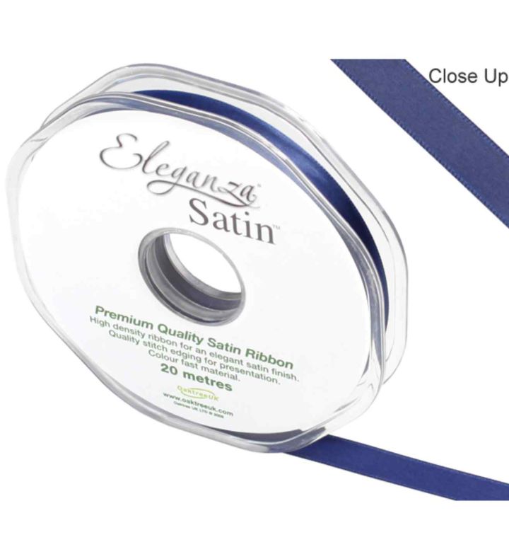 Eleganza Satin Double Faced Navy Blue 10mm x 20m
