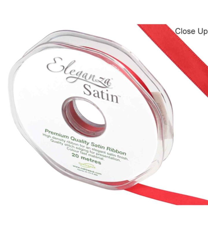 Eleganza Satin Double Faced Red 10mm x 20m