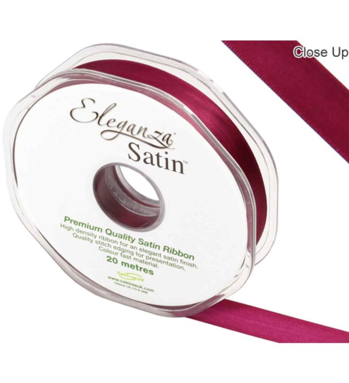 Eleganza Satin Double Faced Burgundy - 15mm x 20m