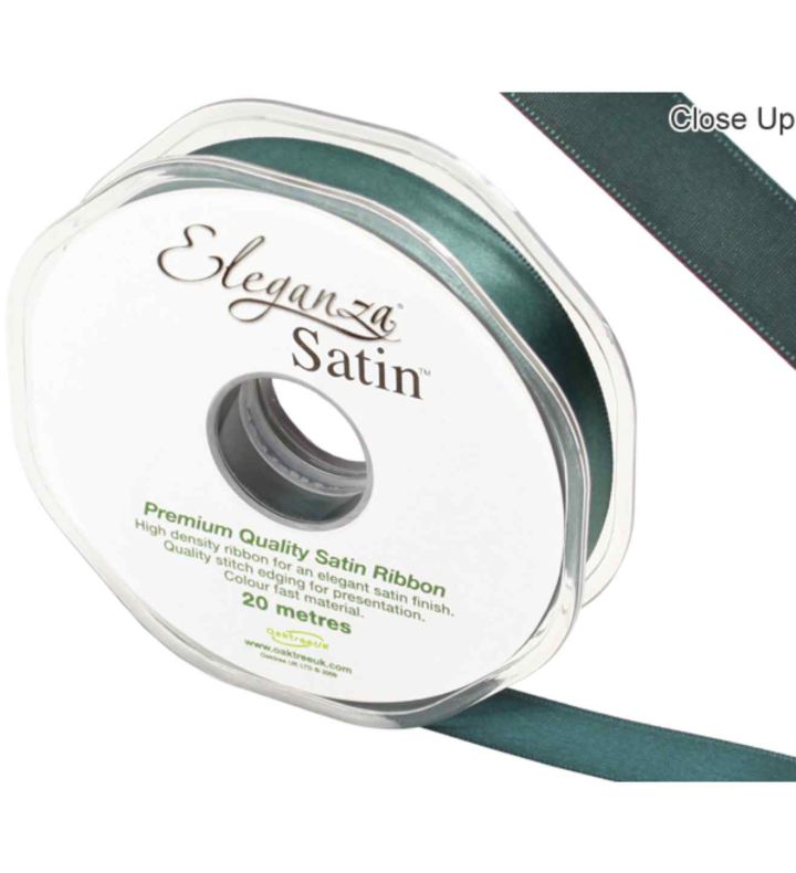 Eleganza Satin Double Faced Green - 15mm x 20m