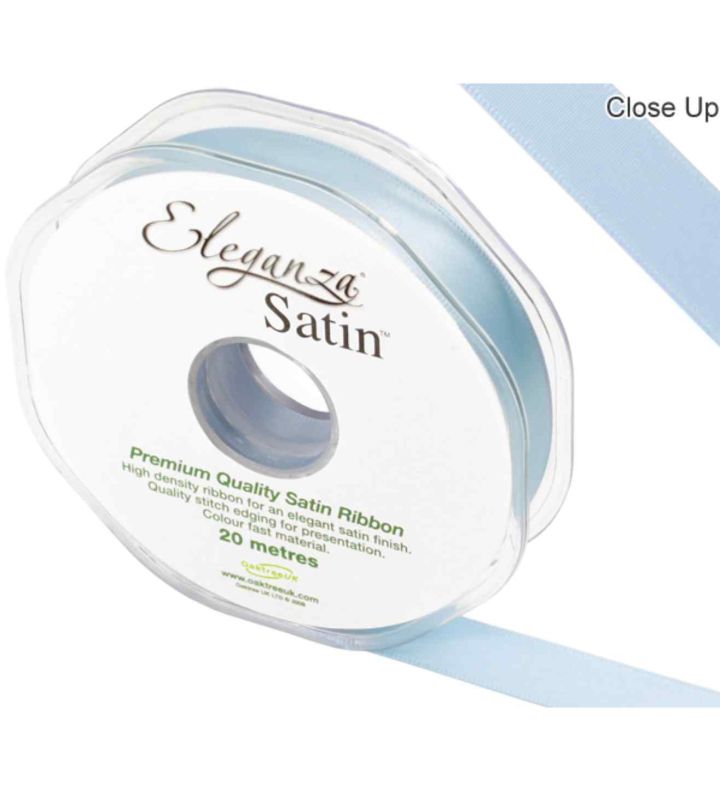Eleganza Satin Double Faced Light Blue - 15mm x 20m