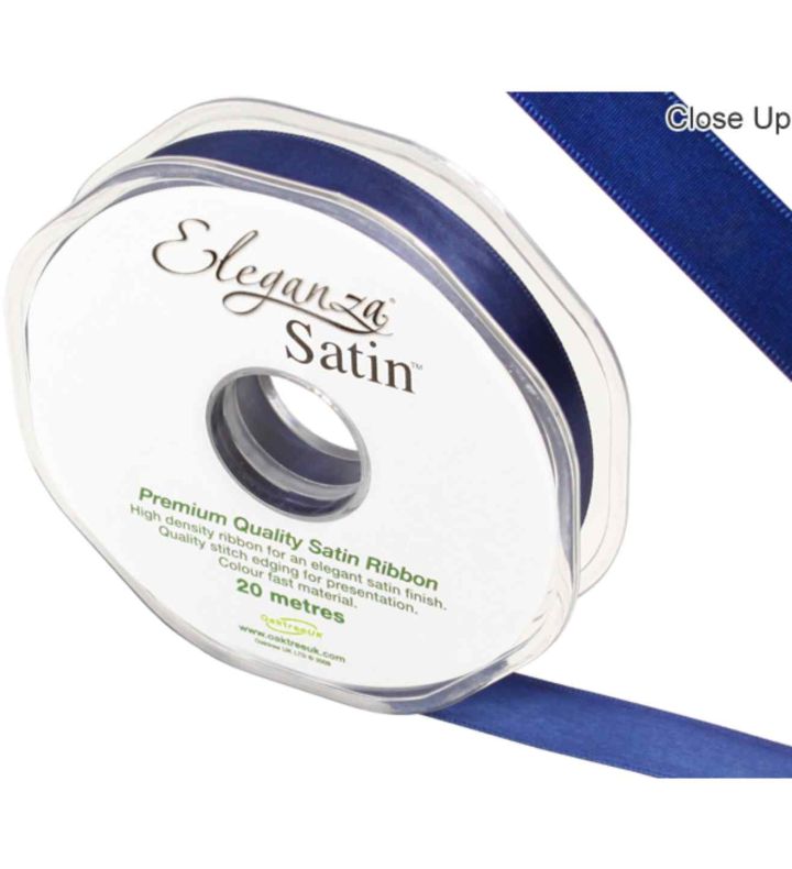 Eleganza Satin Double Faced Midnight Blue - 15mm x 20m