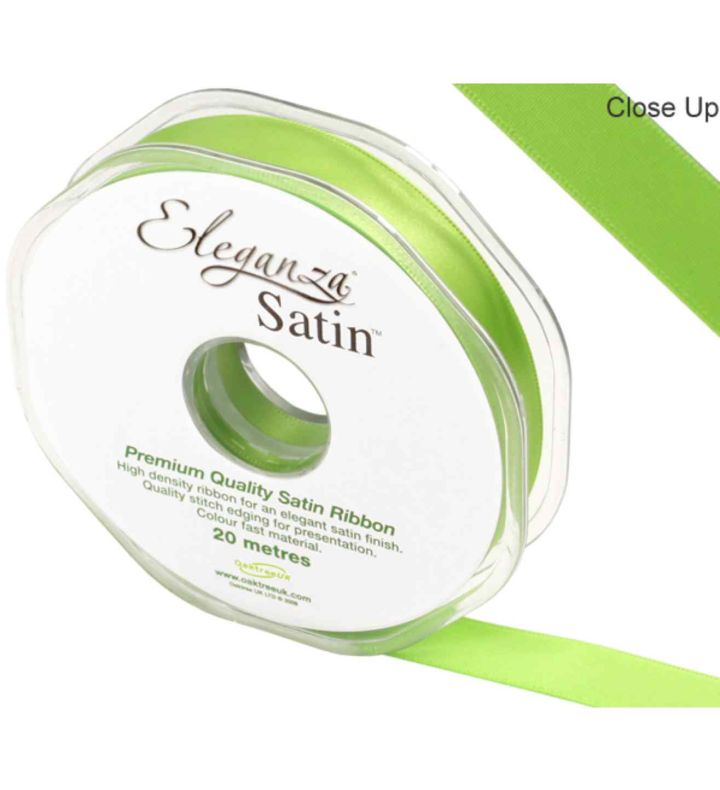 Eleganza Satin Double Faced Pistachio Green - 15mm x 20m