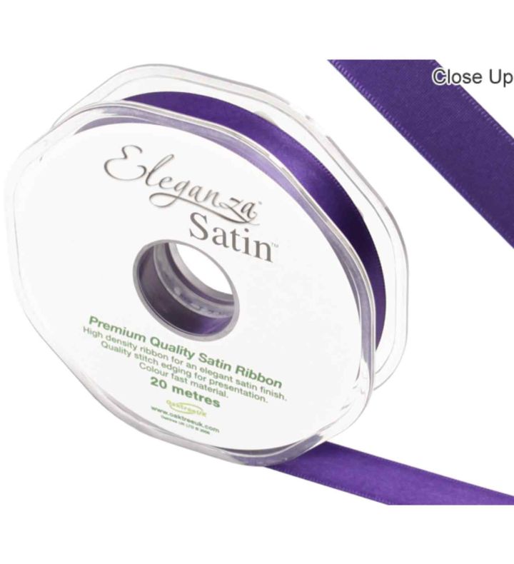 Eleganza Satin Double Faced Plum - 15mm x 20m