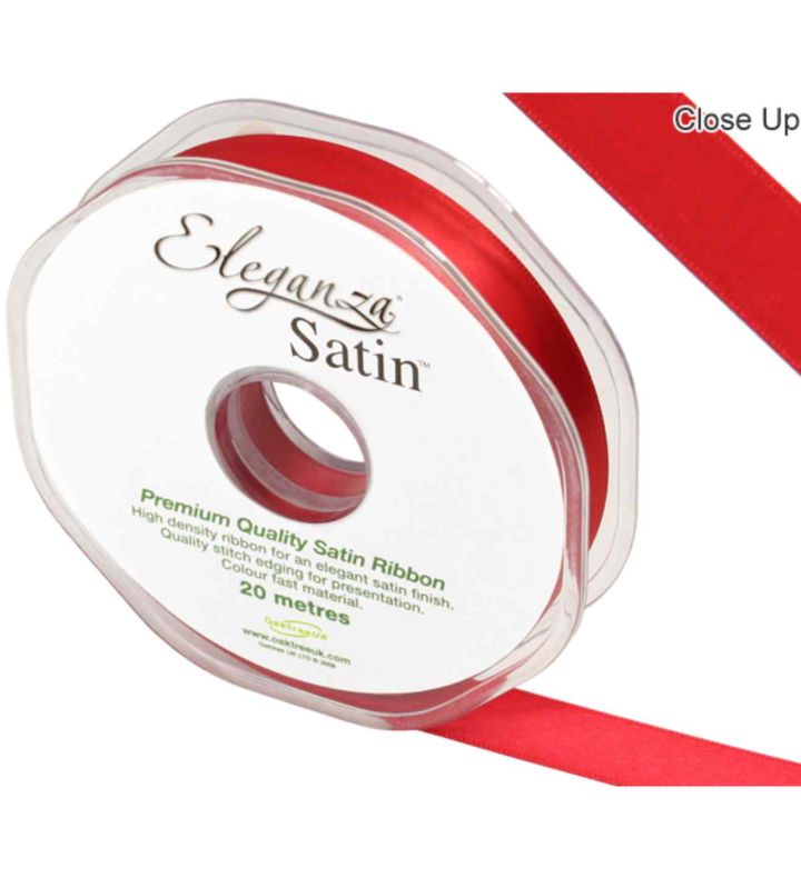 Eleganza Satin Double Faced Red - 15mm x 20m