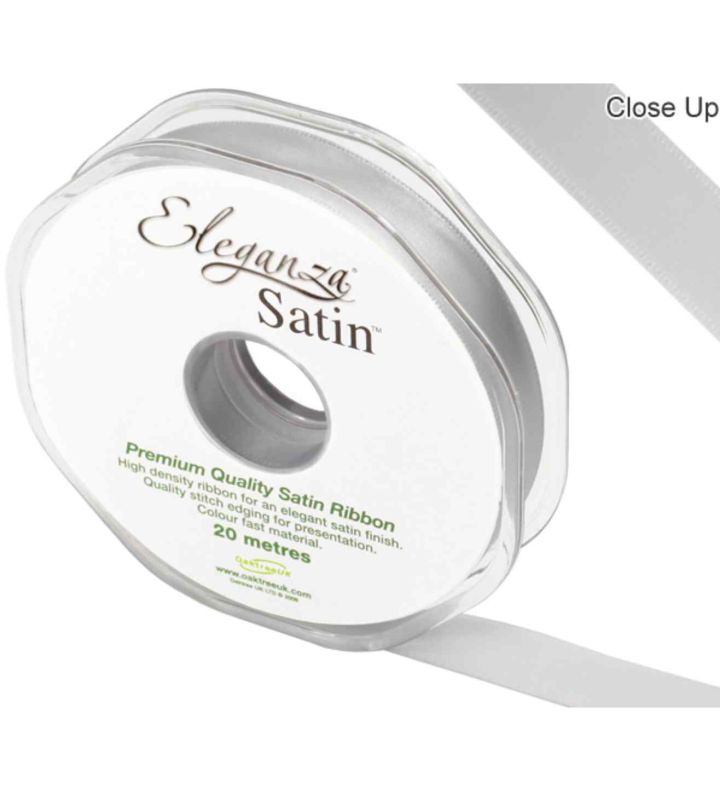 Eleganza Satin Double Faced Silver - 15mm x 20m