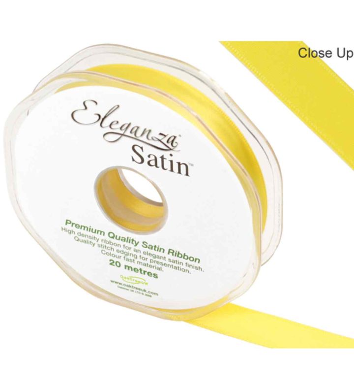 Eleganza Satin Double Faced Yellow - 15mm x 20m
