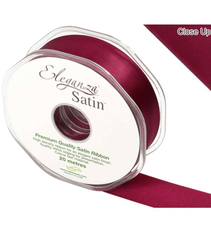 Eleganza Satin Double Faced Burgundy - 25mm x 20m