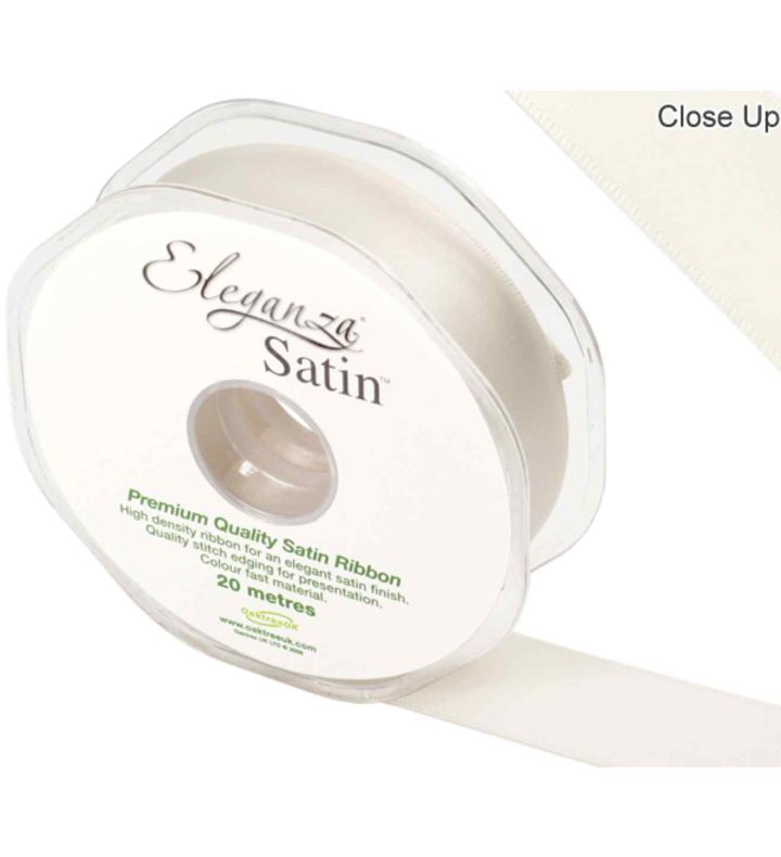 Eleganza Satin Double Faced Ivory - 25mm x 20m