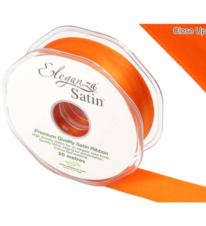Eleganza Satin Double Faced Orange - 25mm x 20m