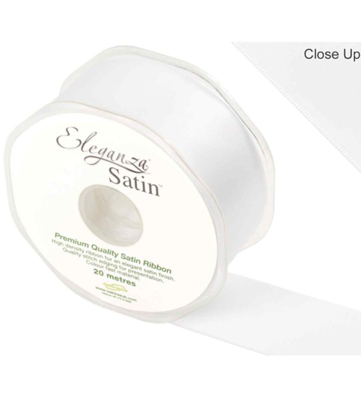 Eleganza Satin Double Faced White - 38mm x 20m