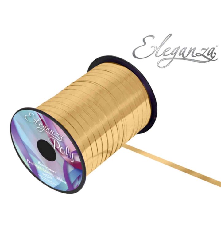 Eleganza Poly Curling Ribbon Metallic Gold - 5mm x 250yds