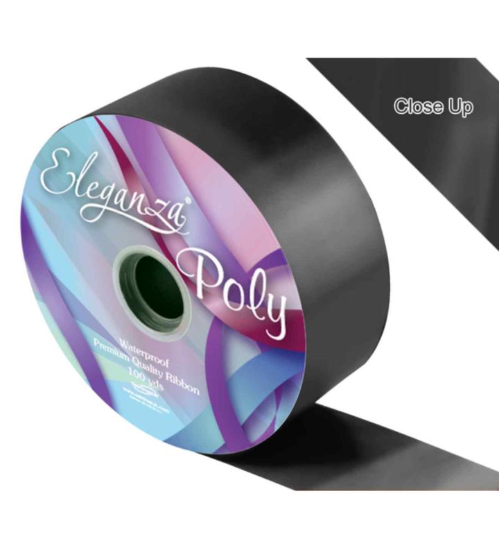 Eleganza Poly Ribbon Black - 50mm x 91m