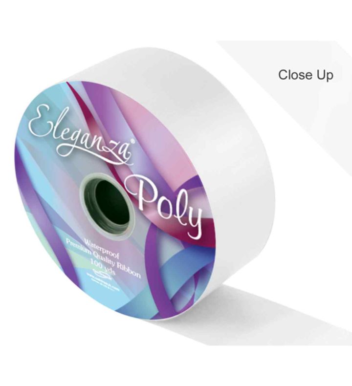Eleganza Poly Ribbon White - 50mm x 91m