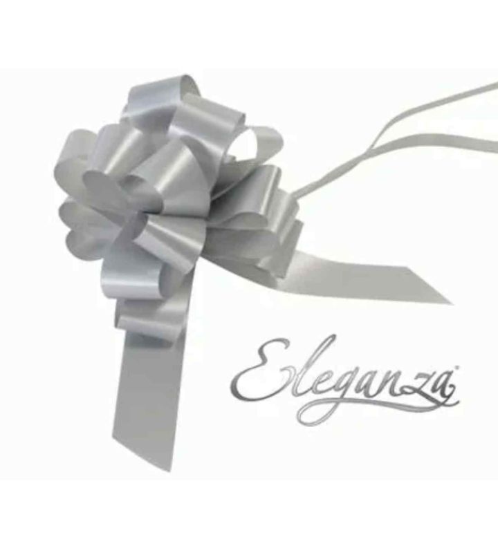 Eleganza Poly Pully Bows Silver - 30mm x 30pcs