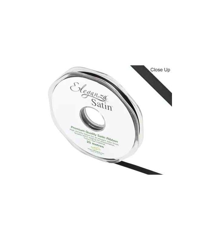 Eleganza Satin Double Faced Black Ribbon 6mm x 20m