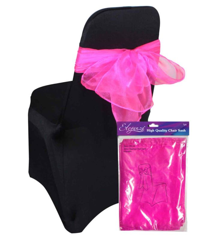 Eleganza Sheer Organza Chair Sash Fuchsia - 3m x 27cm