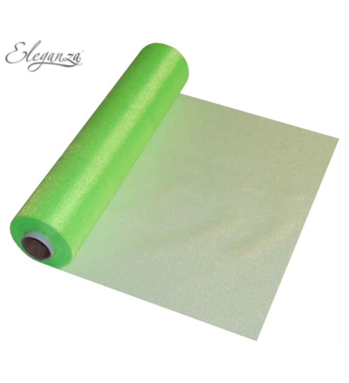 Eleganza Soft Sheer Organza Lime Green - 29cm x 25m