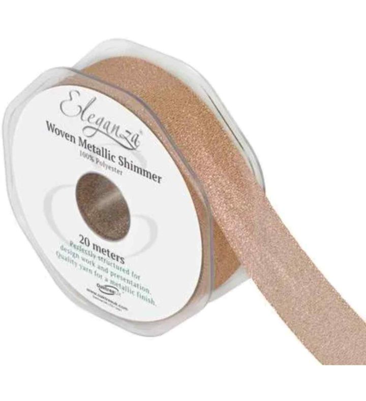 Woven Metallic Shimmer 25mm x 20m Rose Gold