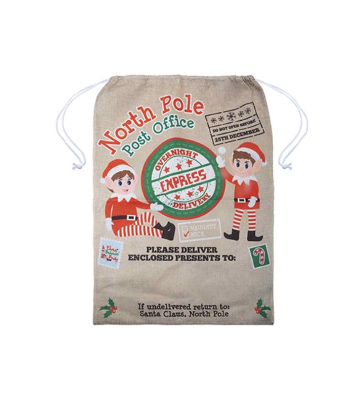 70 x 50cm Elf Luxury Printed Jute Sack