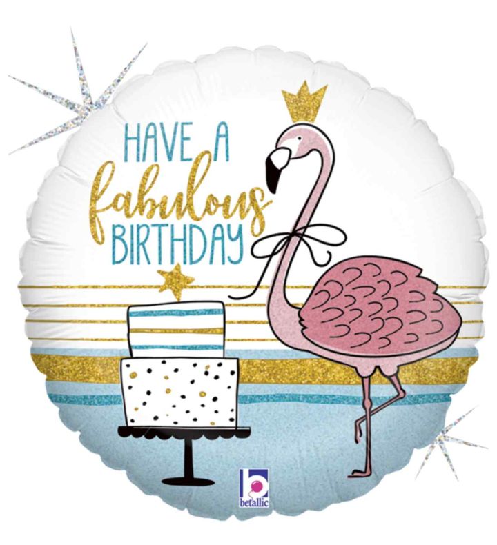 18" Betallic Fabulous Flamingo B-Day Round