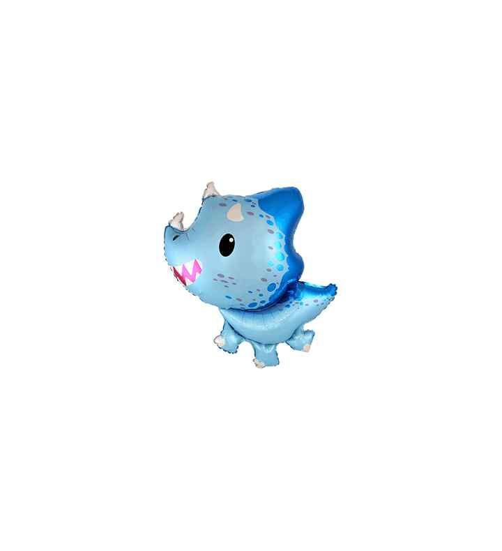 Mini Triceratops Blue Baby Dinosaur Flexmetal Foil Balloon