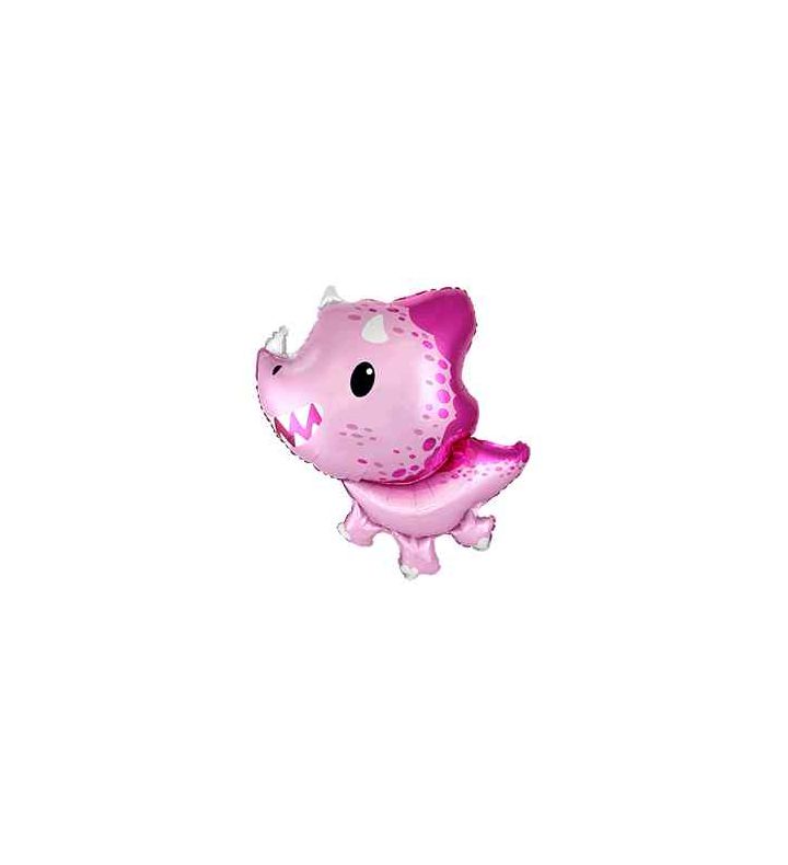 Mini Triceratops Pink Baby Dinosaur Flexmetal Foil Balloon