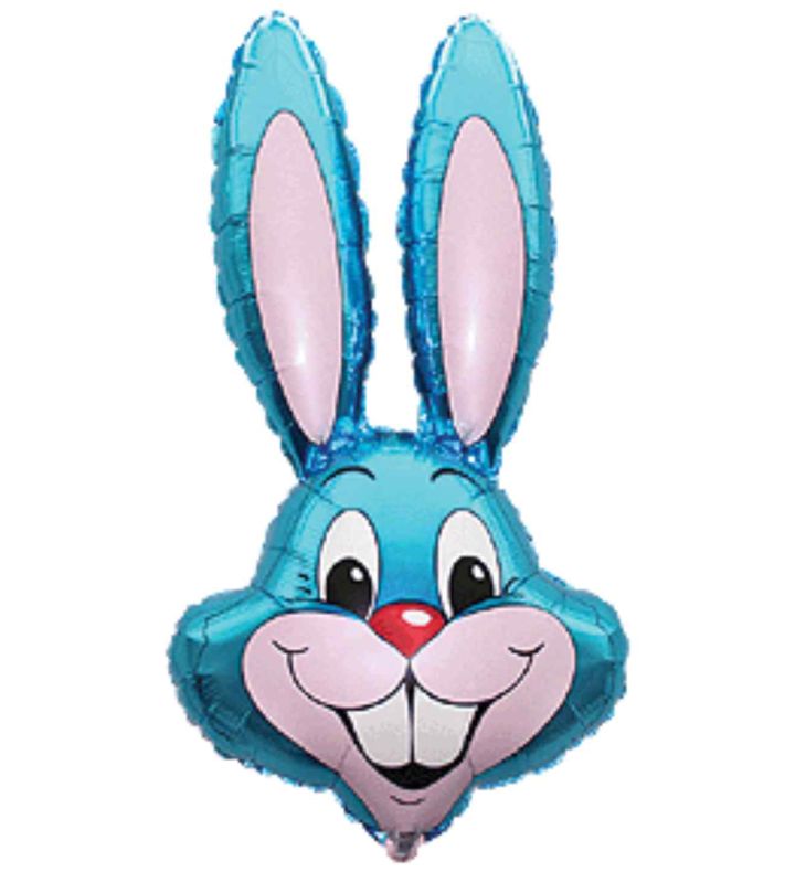 Foil Balloon 35 Inch Flexmetal Baby Blue Rabbit Head Unpackaged