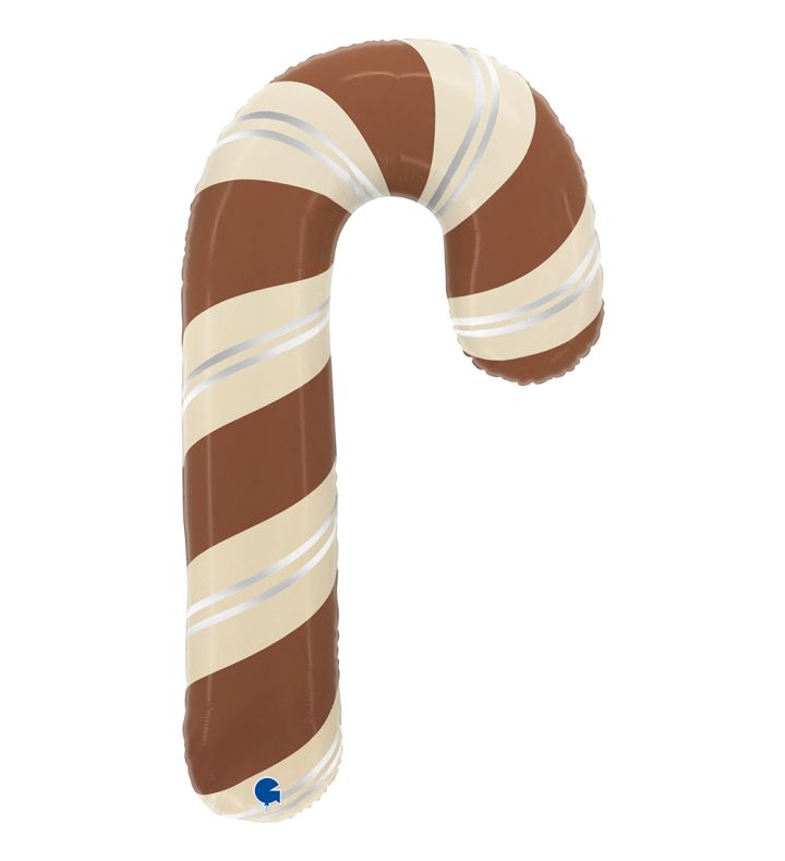 35" Chocolate Swirl Candy Cane Foil Balloon