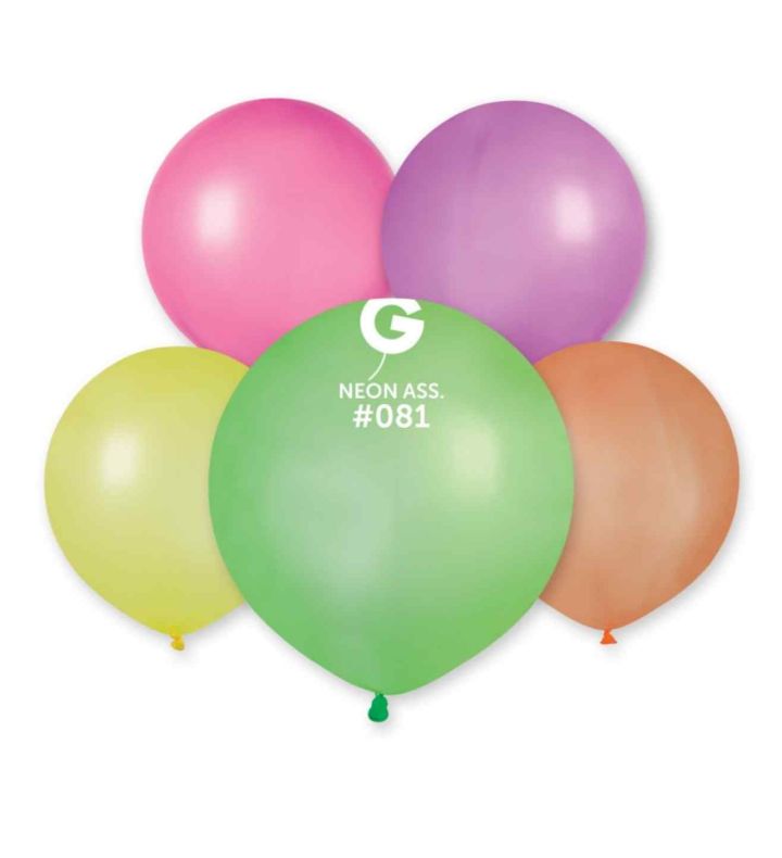 19" Gemar Neon Assorted 081 Latex Balloons 25ct