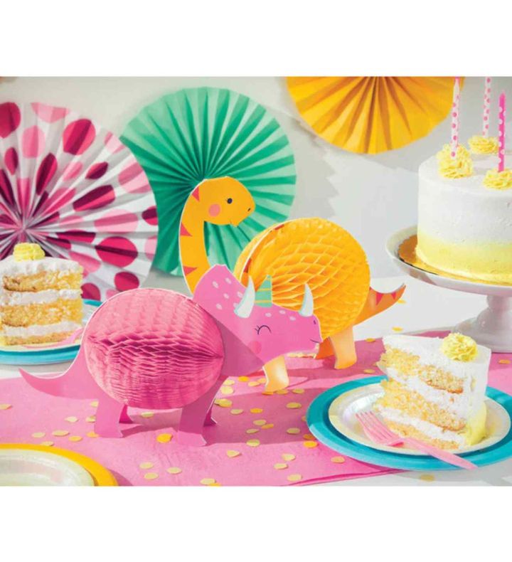 Girl dino Honeycomb Centrepiece Set