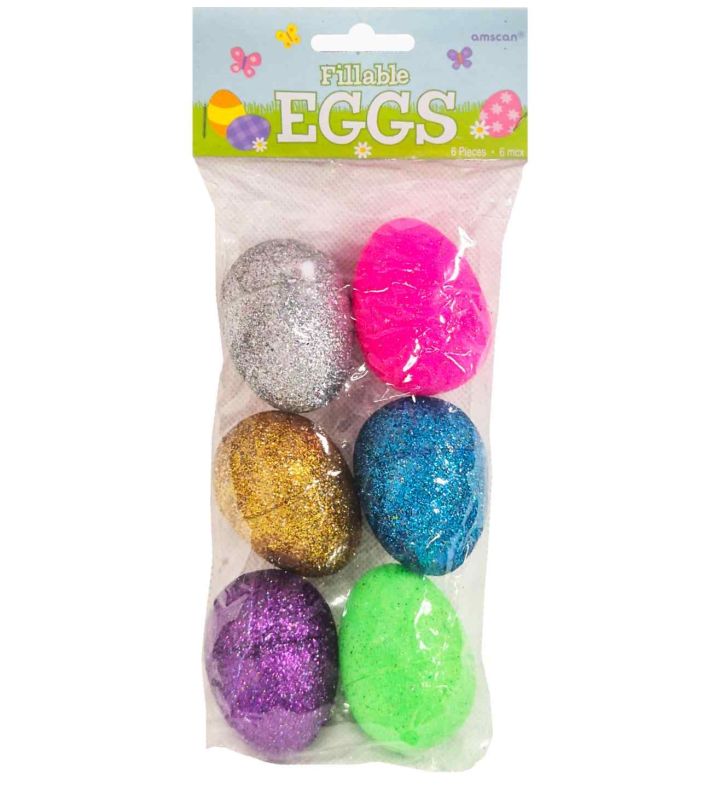 Glitter Fillable Easter Eggs 6ct