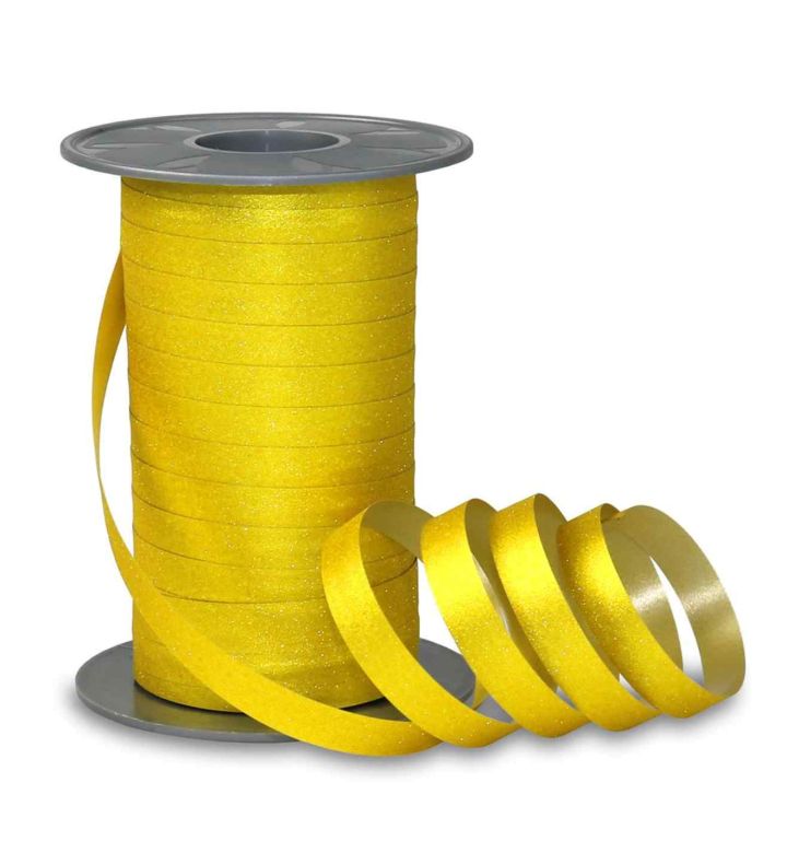 Poly Glitter Mustard Ribbon 10mm x 100m