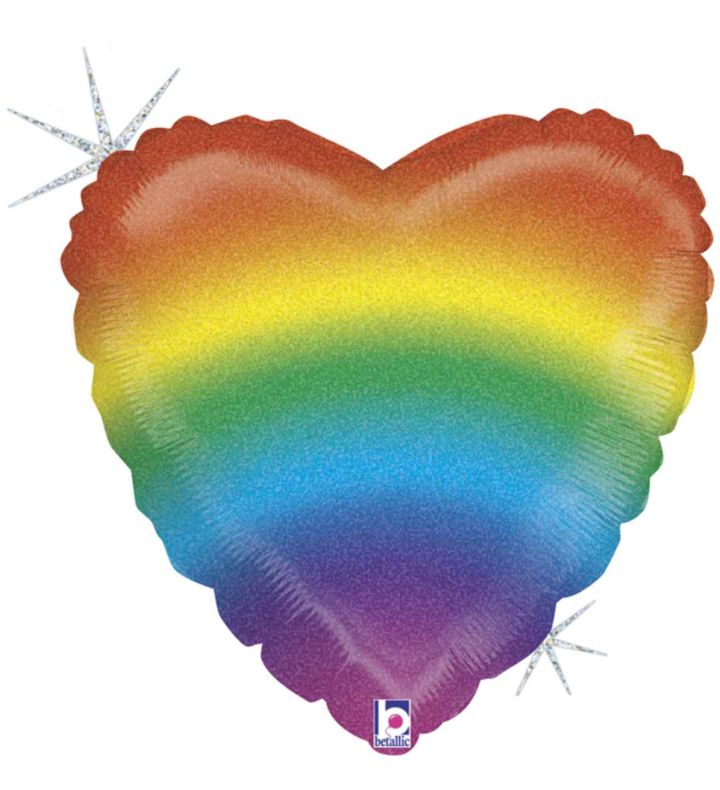 18" Grabo Glitter Rainbow Heart