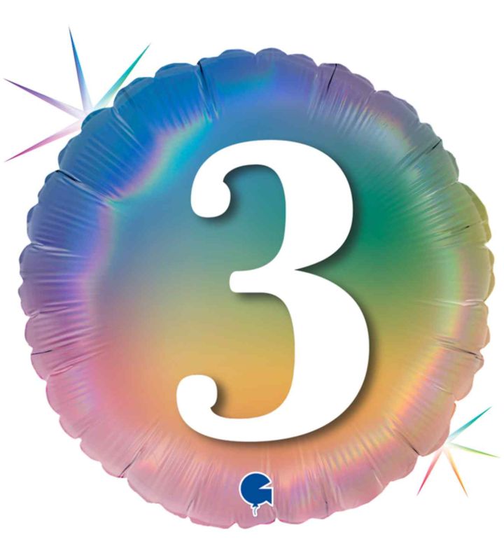 18" Grabo Rainbow Holographic 3 Colourful Rainbow Foil Balloon