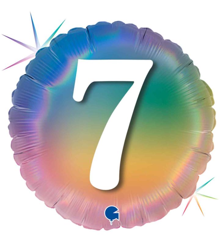 18" Grabo Rainbow Holographic 7 Colourful Rainbow Foil Balloon