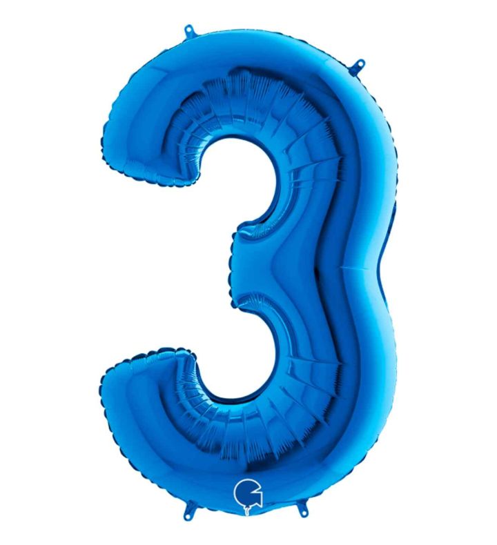 40" Grabo Blue Number 3 Foil Balloon