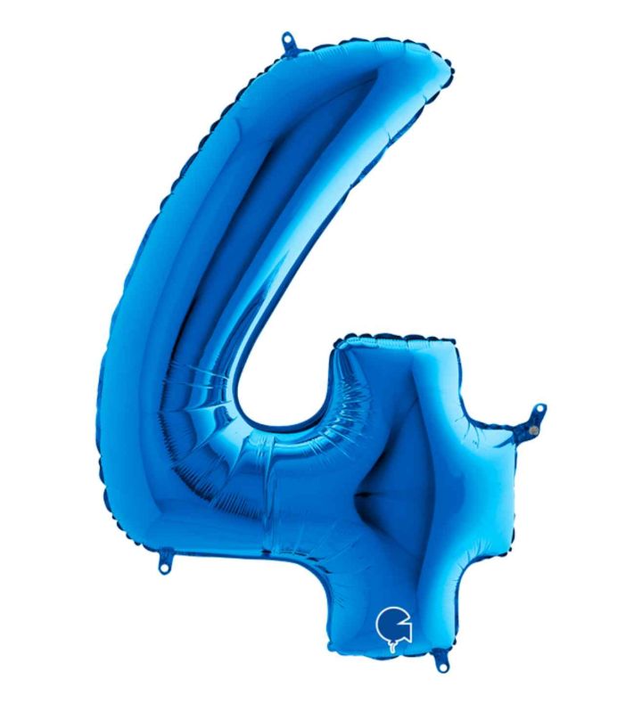 40" Grabo Blue Number 4 Foil Balloon