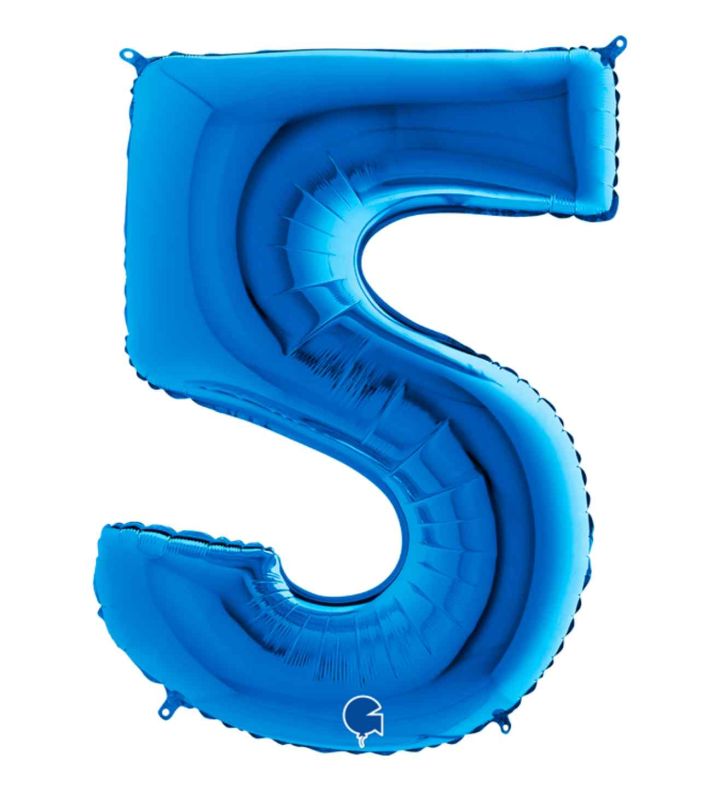 40" Grabo Blue Number 5 Foil Balloon