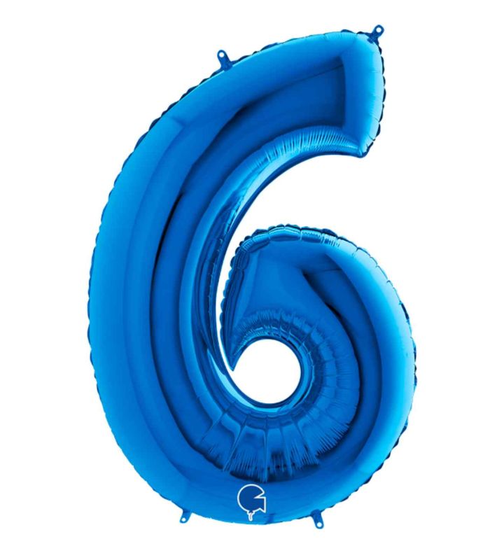 40" Grabo Blue Number 6 Foil Balloon