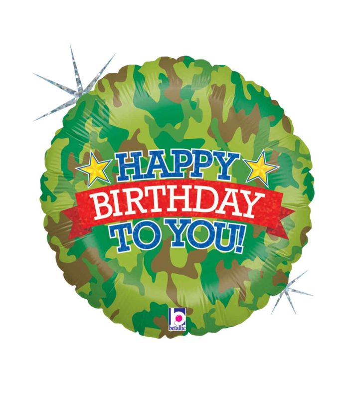 18" Betallic Camouflage Birthday Foil Balloon